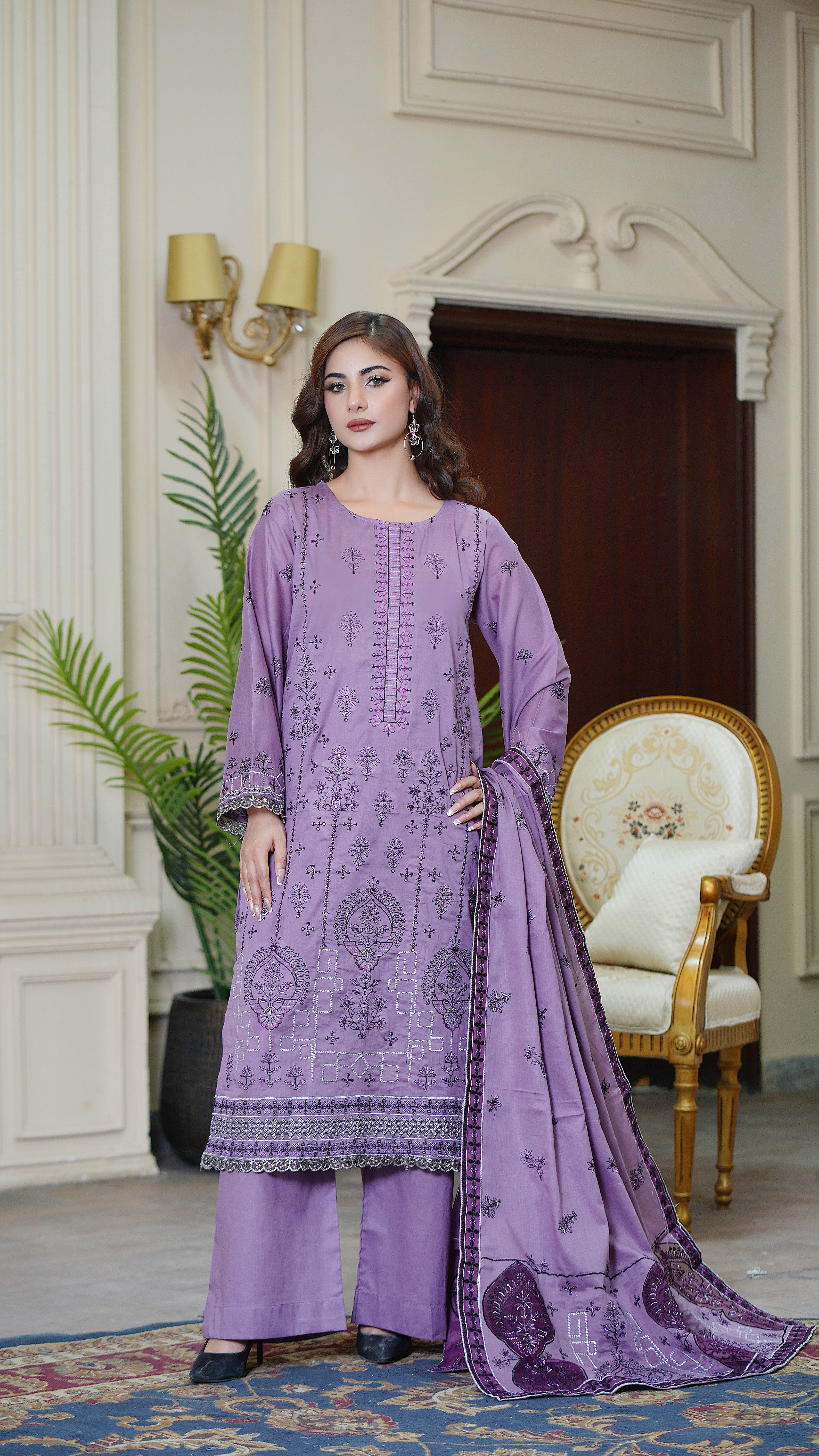 3PC EMBROIDERED FINE LAWN (UNSTITCHED)