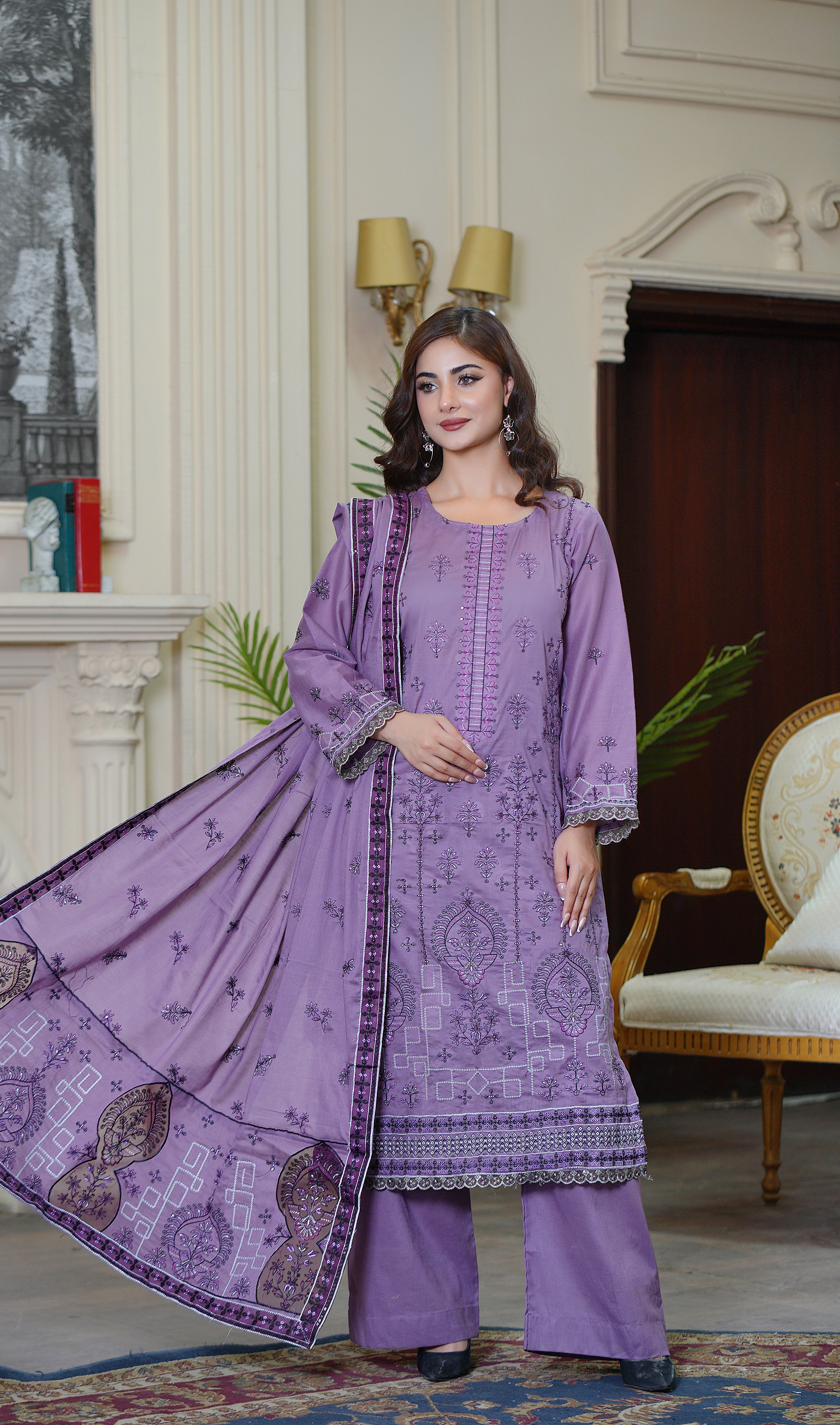3PC EMBROIDERED FINE LAWN (UNSTITCHED)