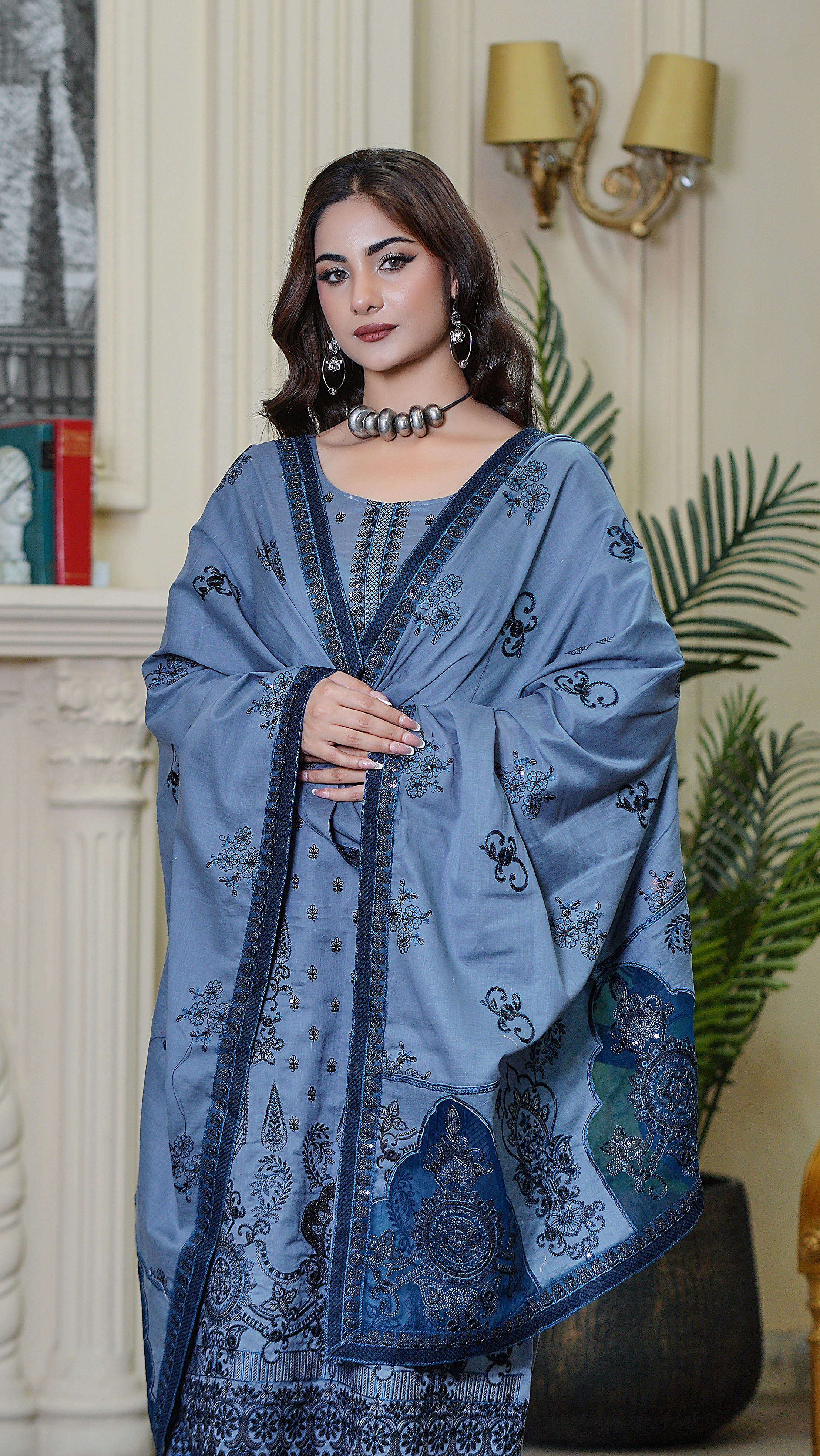 3PC EMBROIDERED FINE LAWN (UNSTITCHED)