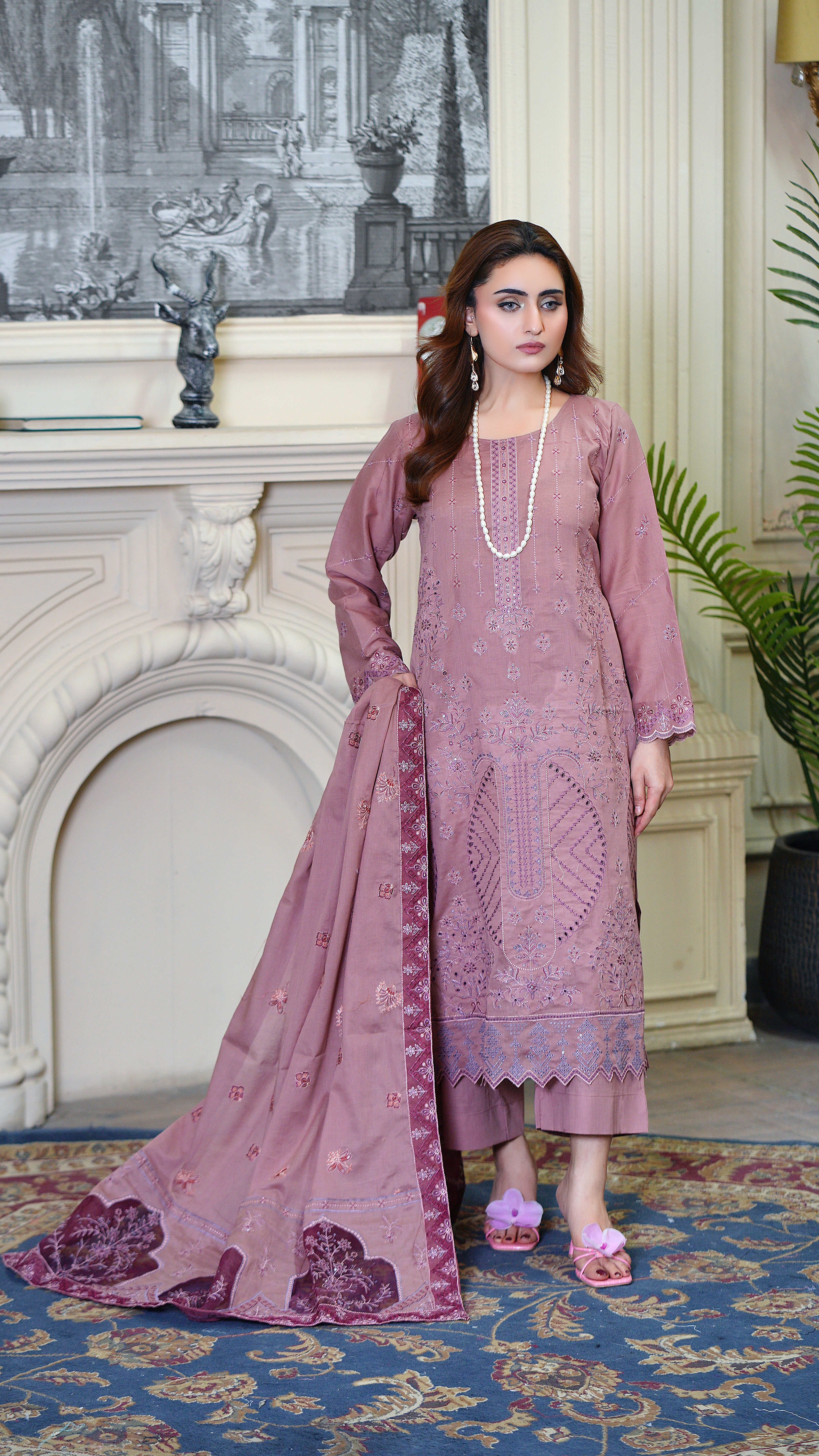 3PC EMBROIDERED FINE LAWN (UNSTITCHED)