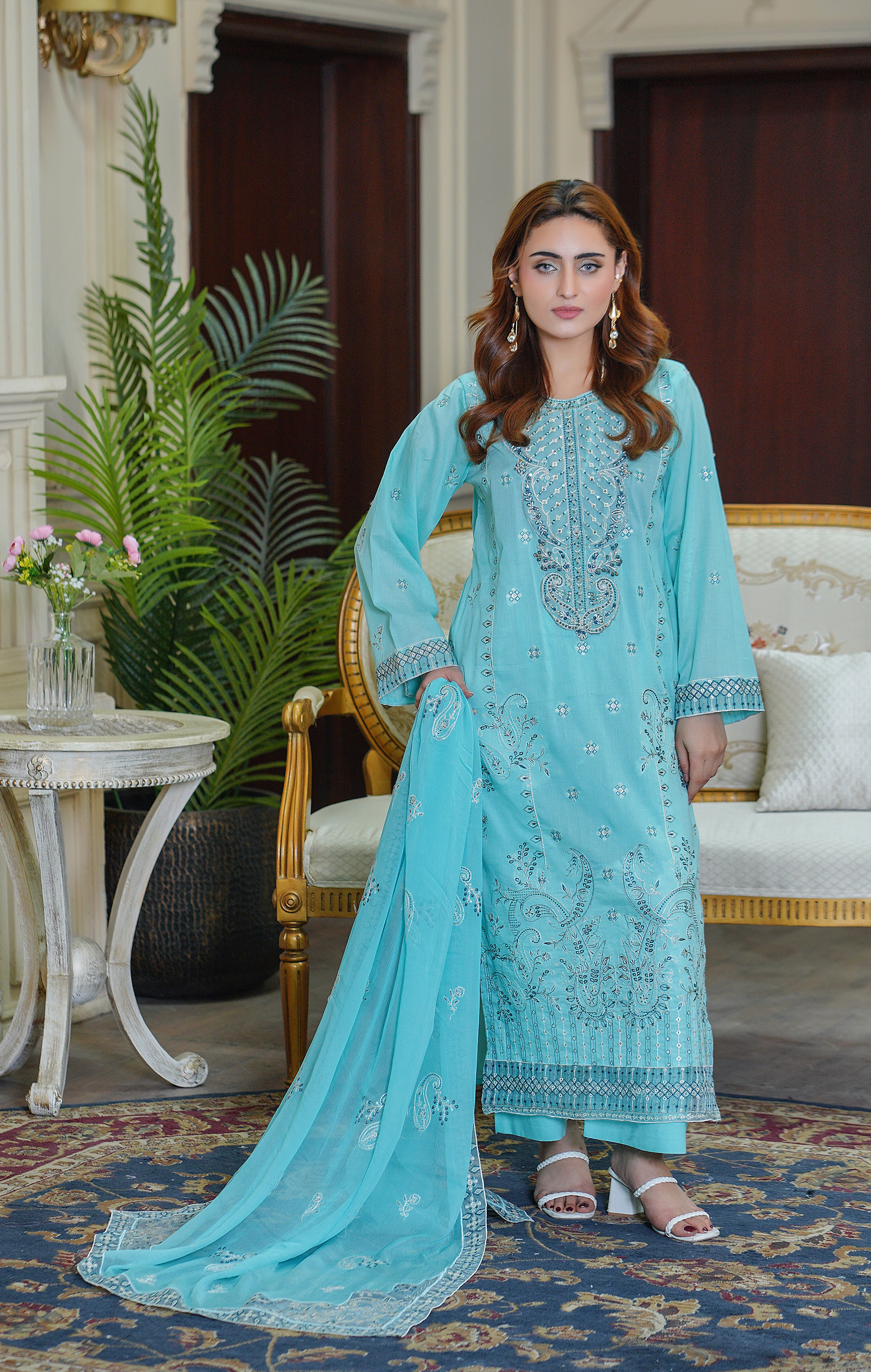 3PC EMBROIDERED FINE LAWN (UNSTITCHED)