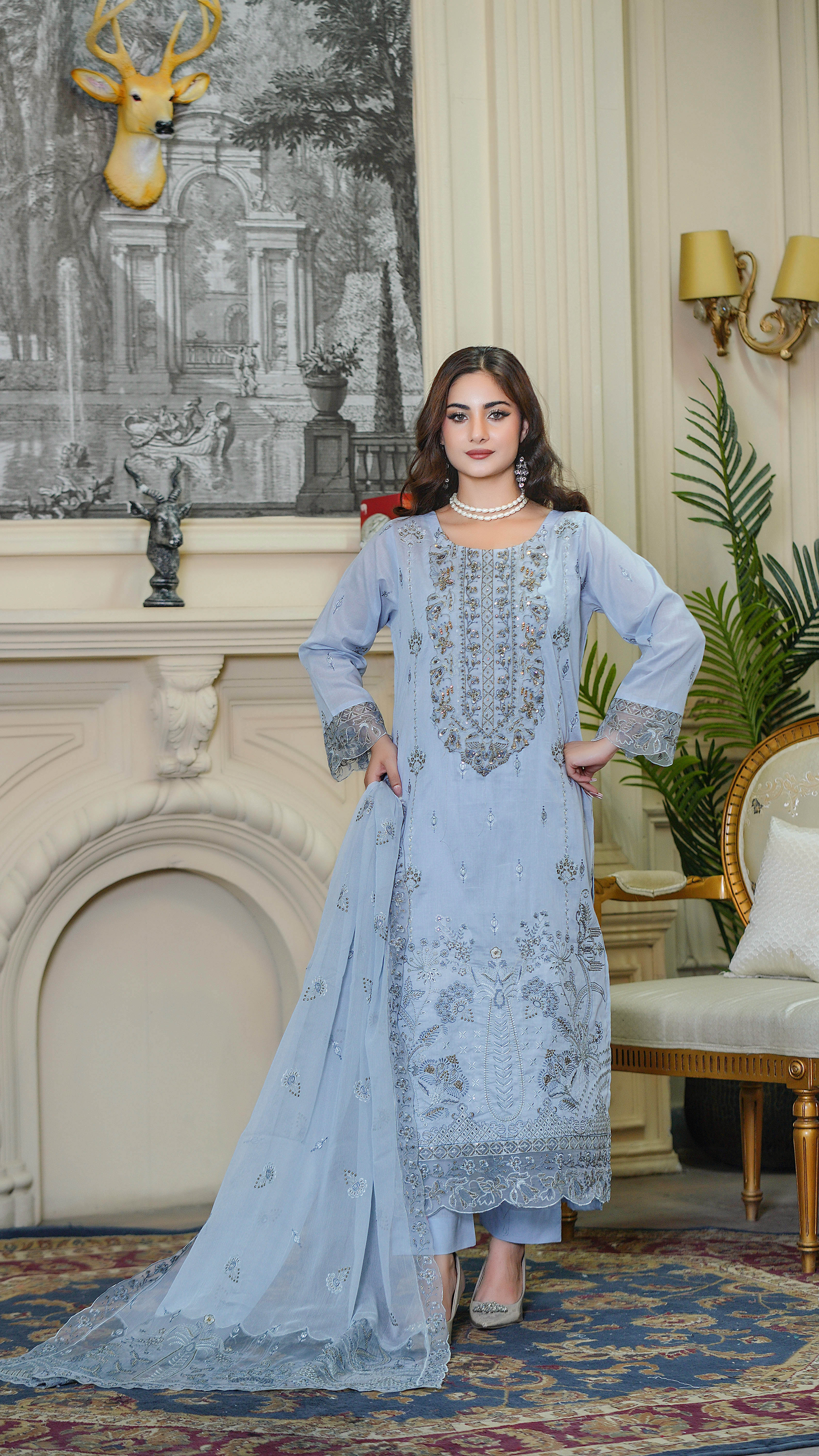 3PC EMBROIDERED PREMIUM LAWN (UNSTITCHED)
