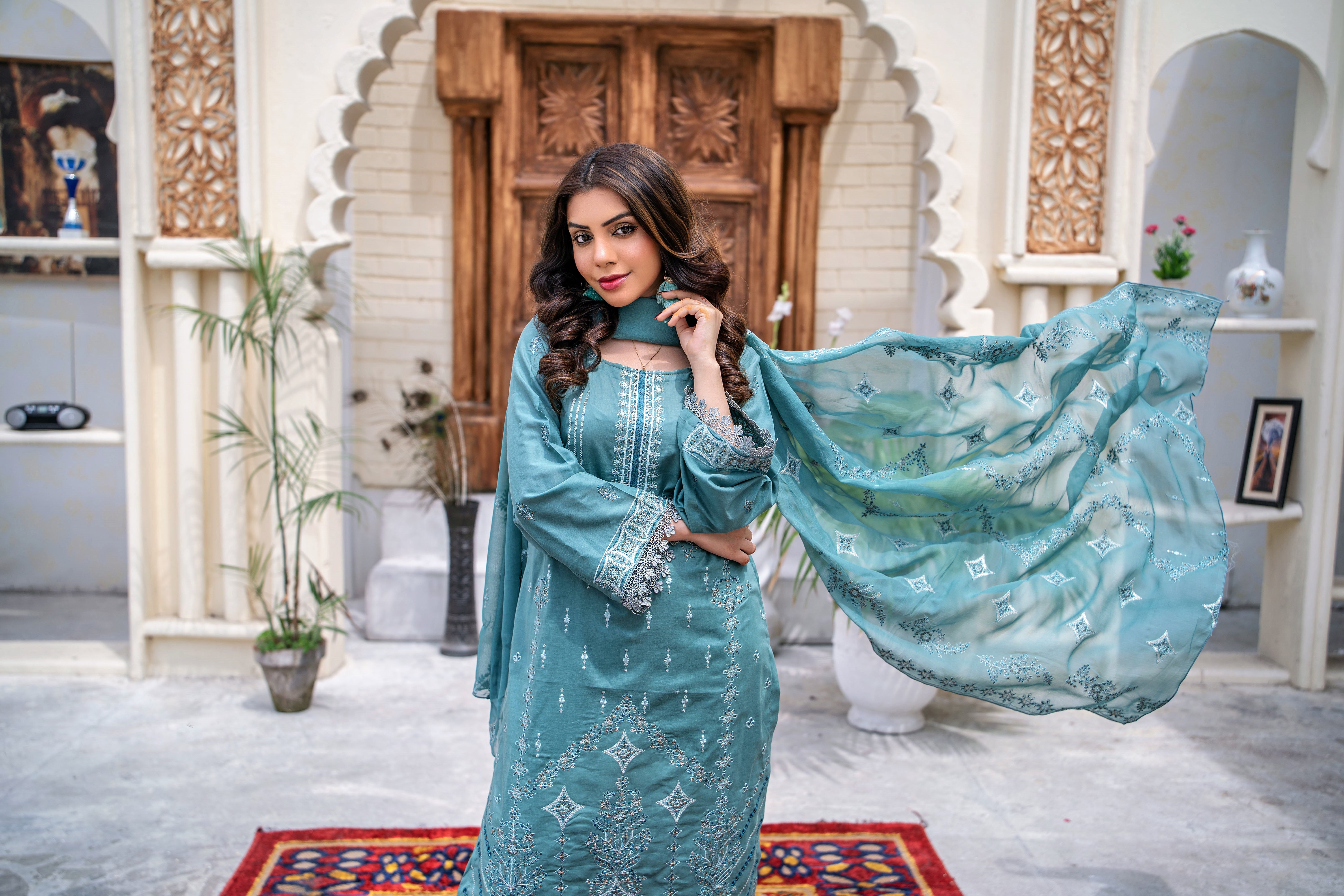 3 PIECE- EMBROIDERED LAWN SUIT (unstitched)