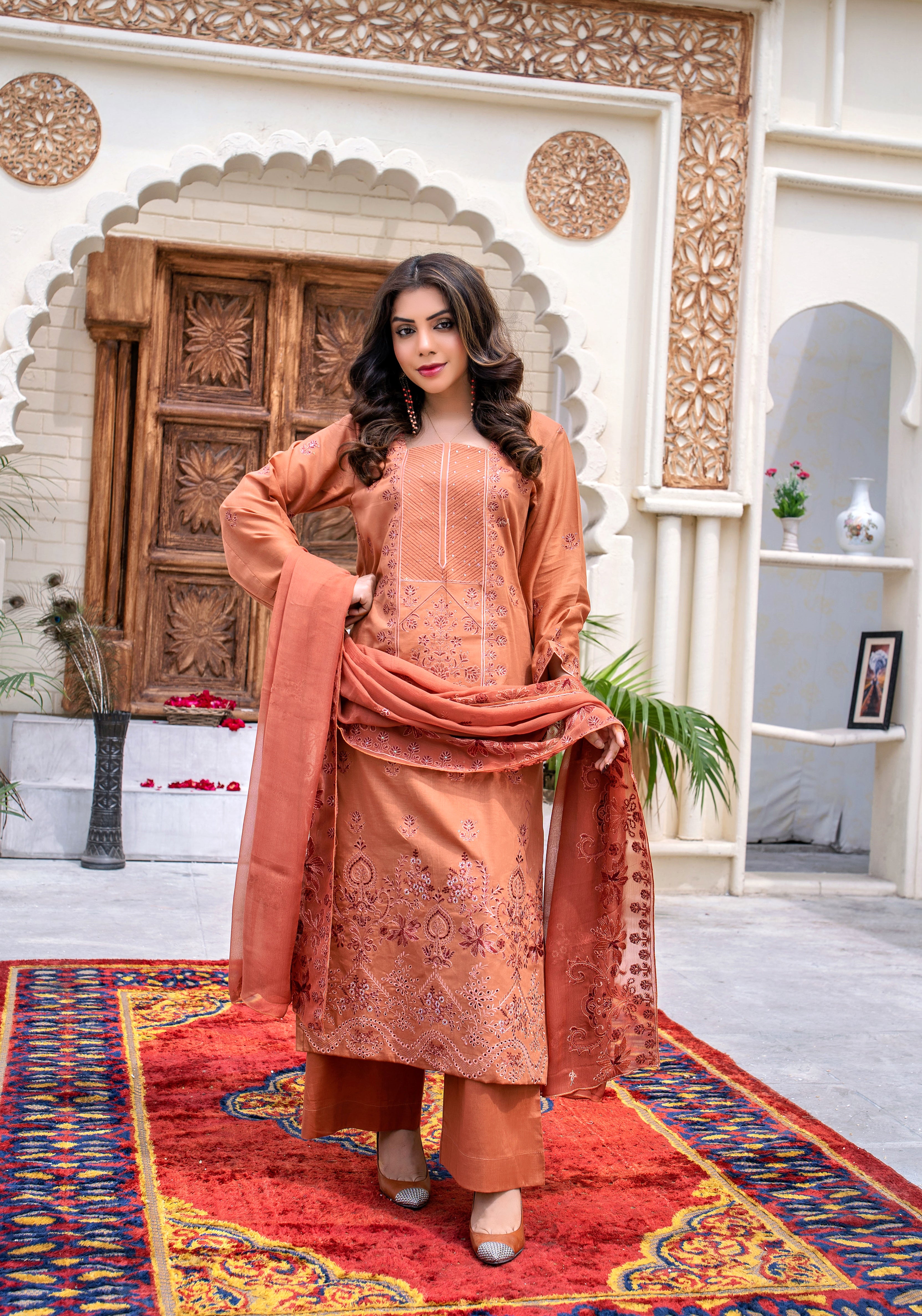3 PIECE- EMBROIDERED LAWN SUIT (unstitched)