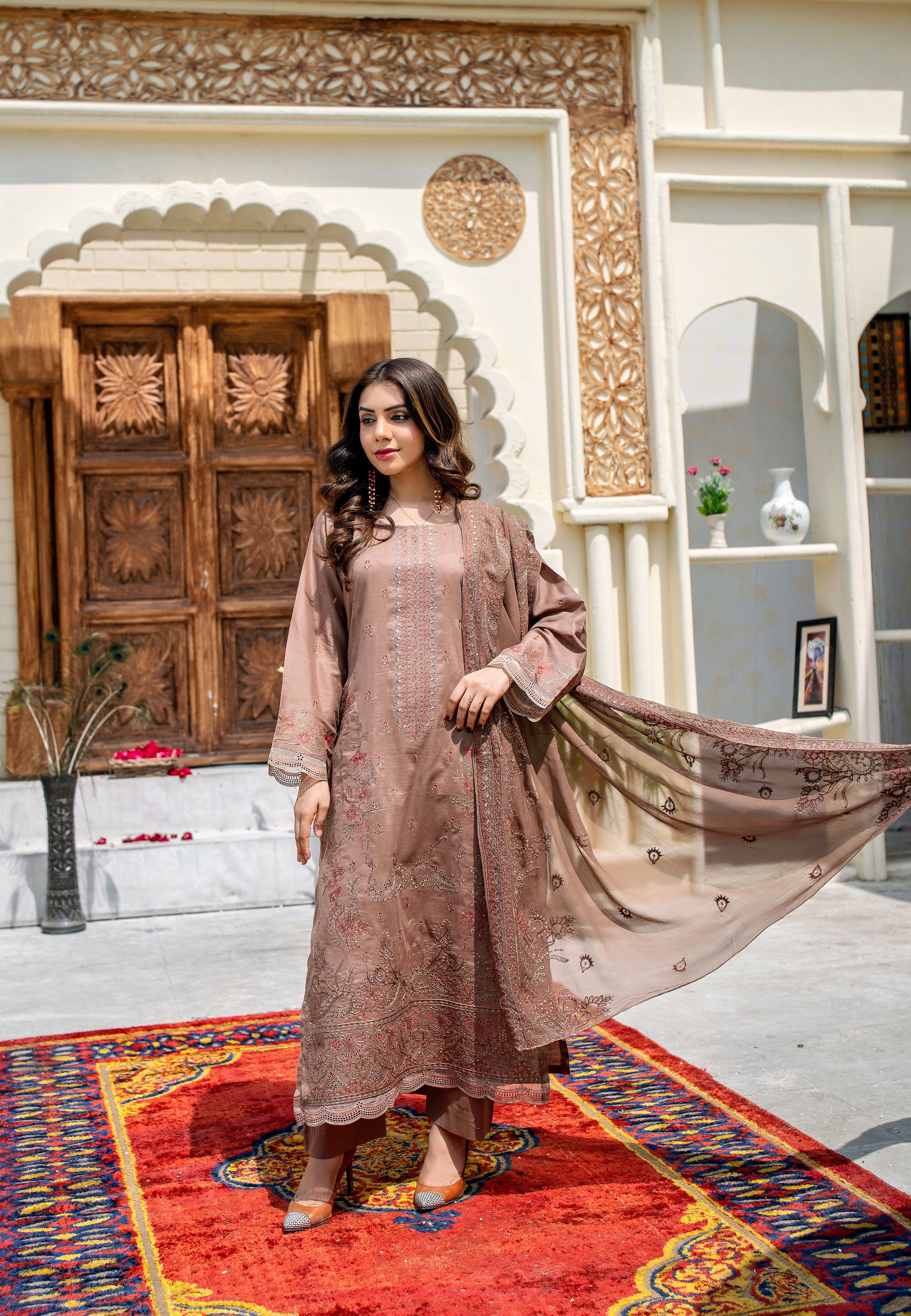 3 PIECE- EMBROIDERED LAWN SUIT (unstitched)