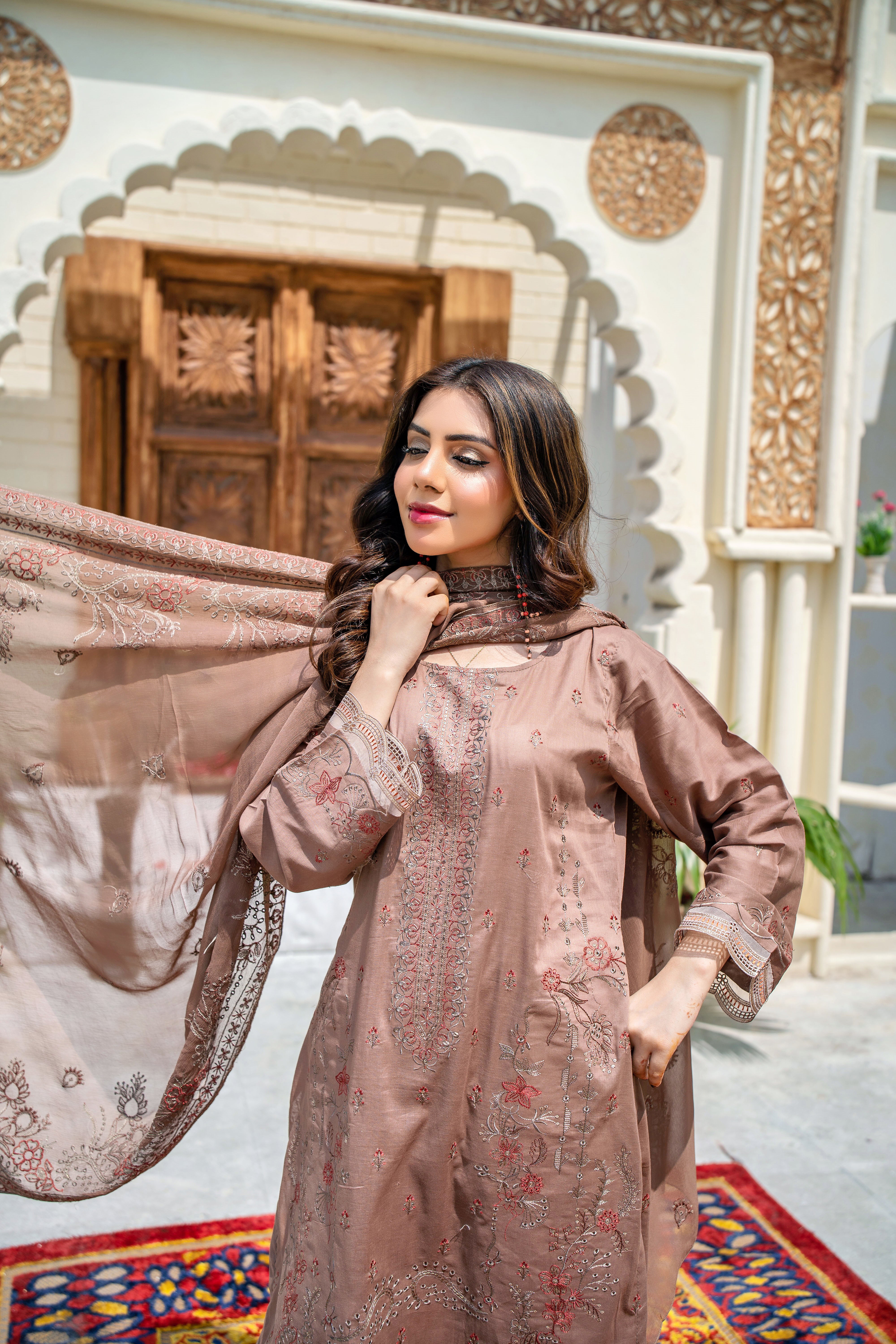 3 PIECE- EMBROIDERED LAWN SUIT (unstitched)