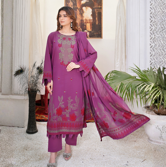 JACQUARD BROCHE AIRJET LAWN 3-PIECE SUIT(Unstitched)