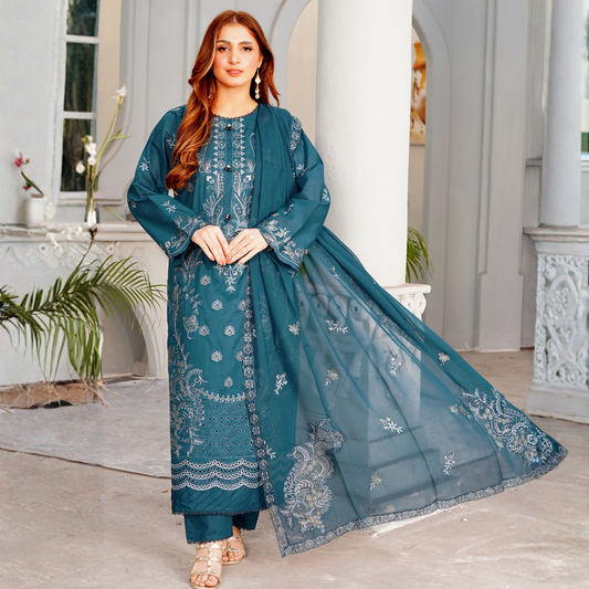 3 PIECE- EMBROIDERED LAWN SUIT (Unstitched)